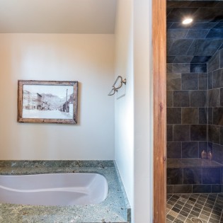 mountain village pinnacle master bathroom  tub shower