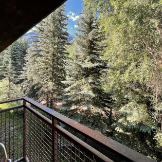 telluride downtown modern creekside deck view by river