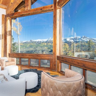 picture perfect mountain village living room