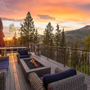 4.0 telluride overlook haus living room deck sunset1