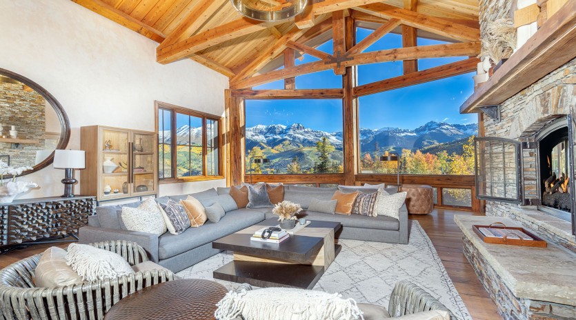 picture perfect mountain village living room