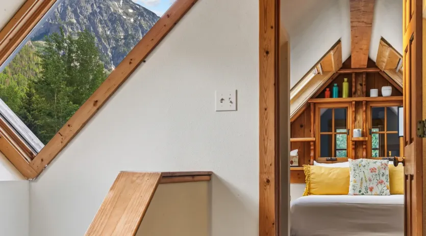 2.3 telluride town charm stairwell picture window primary bedroom