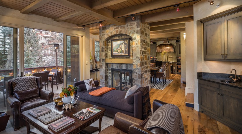 Telluride River Bliss Living Fireplace Dining