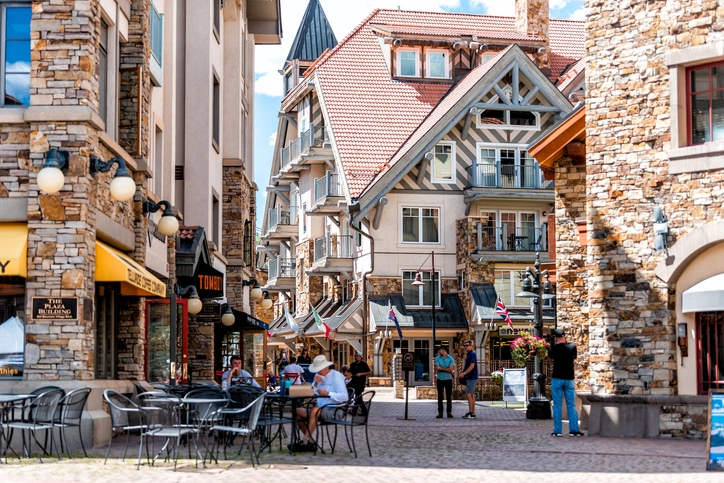 Mountain village shops and restaurants
